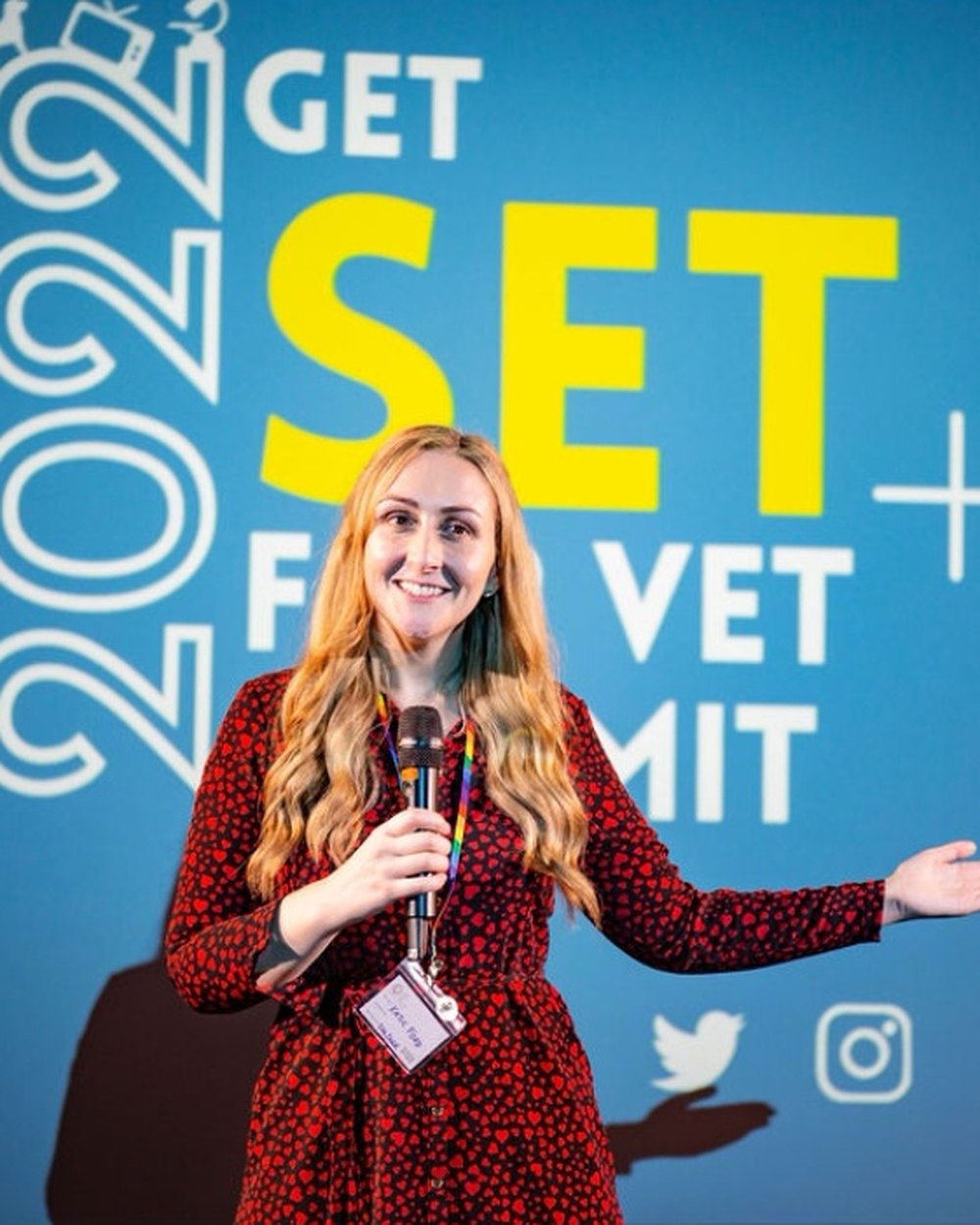 Katie Ford speaking on stage at VSGD Live 2.0